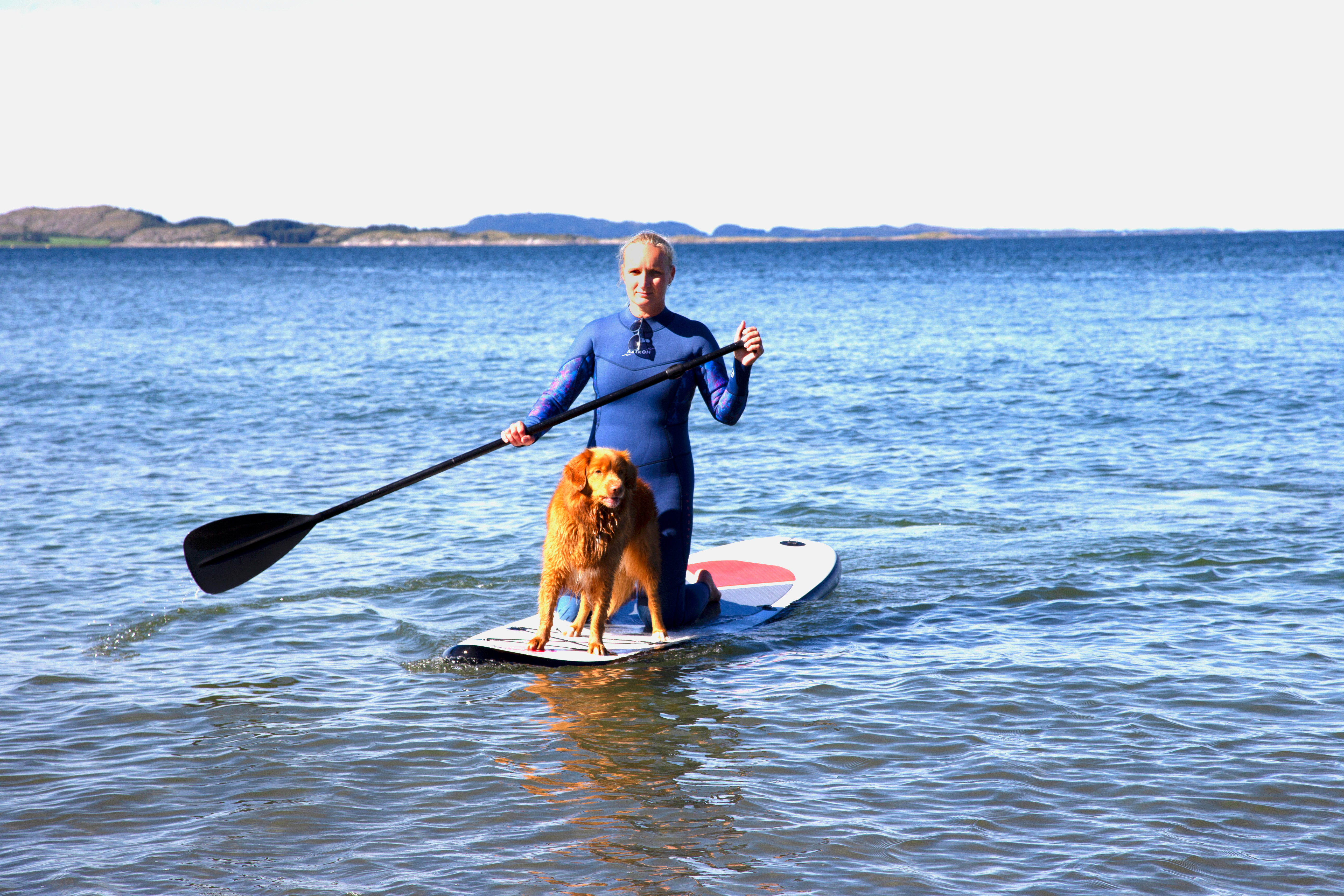 Hunden Kira tar seg gjerne en tur på SUP sammen med Susanne.